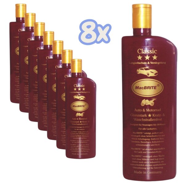 MacBRITE Classic Autopolitur Langzeitschutz & Versiegelung 8 x 500ml / 8er Set