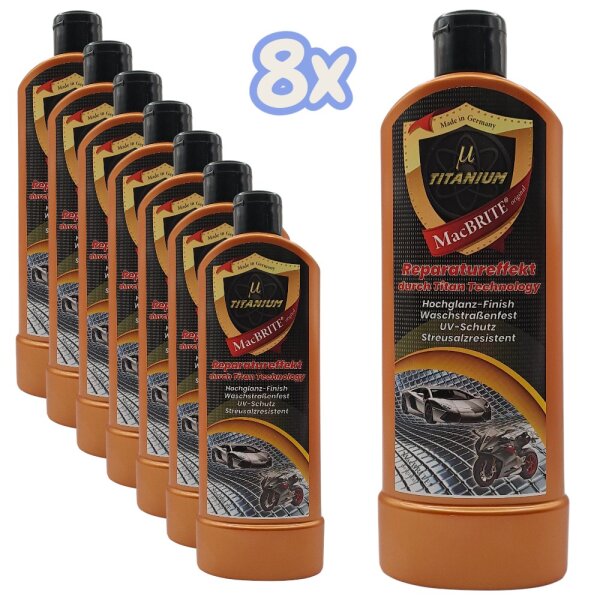 MacBRITE µ TITANIUM Autopolitur Hochglanz-Politur 8 x 500ml / 8er Set