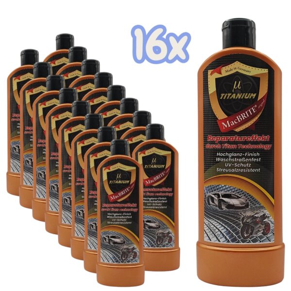 MacBRITE µ TITANIUM Autopolitur Hochglanz-Politur 16 x 500ml / 16er Set